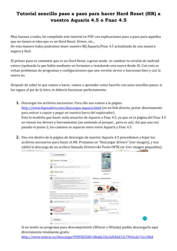 Tutorial Hard Reset Aquaris-Fnac 4.5